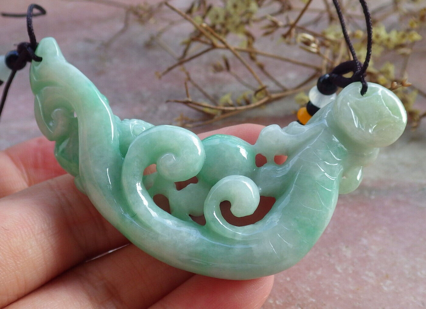 Certified Green Burma 100% Natural A Jade jadeite Pendant Dragon Frog Toad Coin Ruyi Necklace 生意兴隆 632827  TN