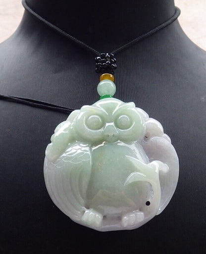 Atestita Verda Pala Lavenda Birmo 100% Natura A Jadejadeita Pendanta Strigo Ruyi-Koliero 猫头鹰 632551 TN