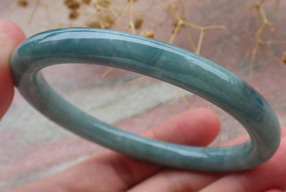 Certified Icy Green Burma 100% Natural A JADE Jadeite Circle Bangle Bracelet 60 mm 手镯 636693  TN