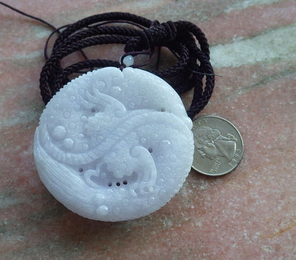 Certified Green Pale Lavender Burma 100% Natural A Jade jadeite Pendant Dragon Mouse Rat Peanut Ruyi Necklace 望子成龙 574350 TN