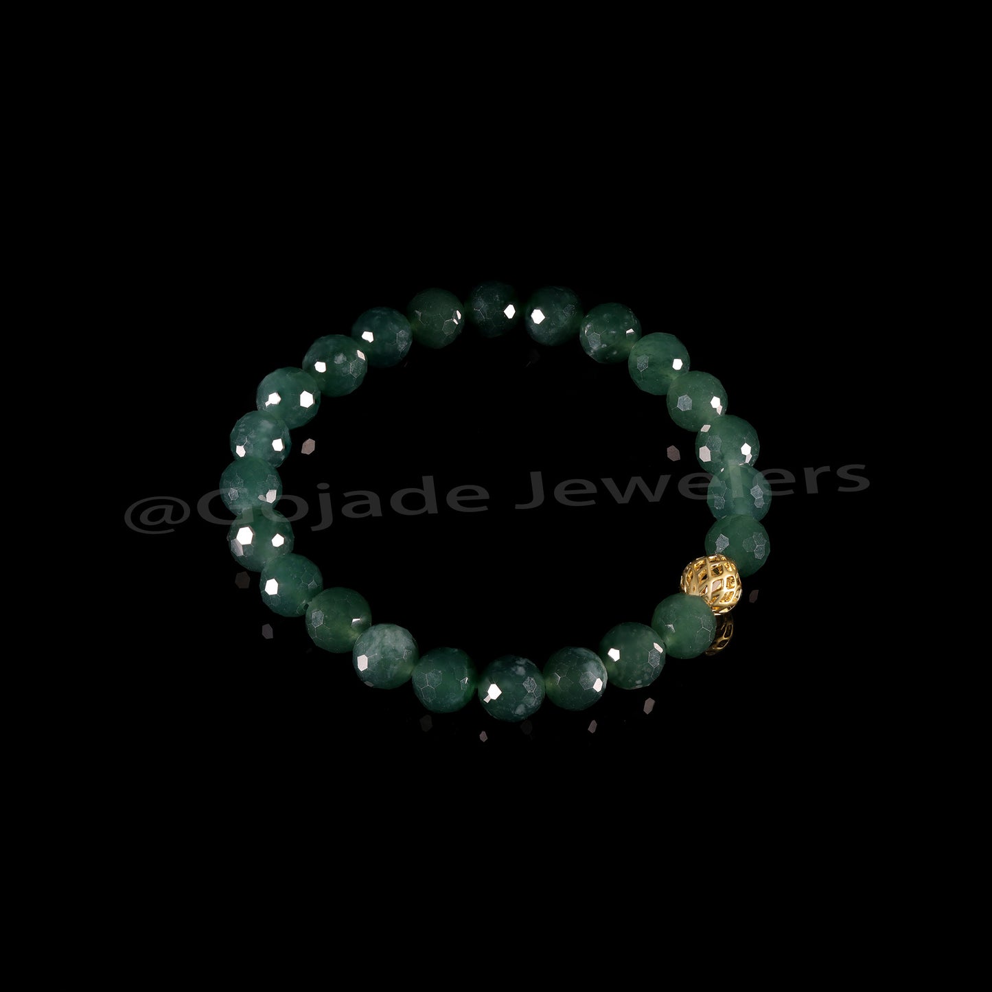 The 100% Natural Blue Diamond Cut Bead Jade Jadeite Bracelet b23