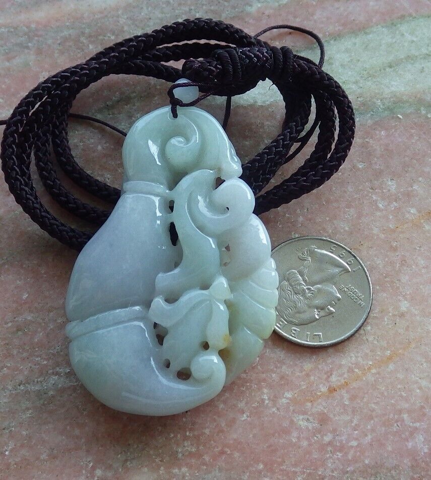 Certified Green Burma 100% Natural A Jade jadeite Pendant Fish Sea Shell Lotus Flower Necklace 574225 TN