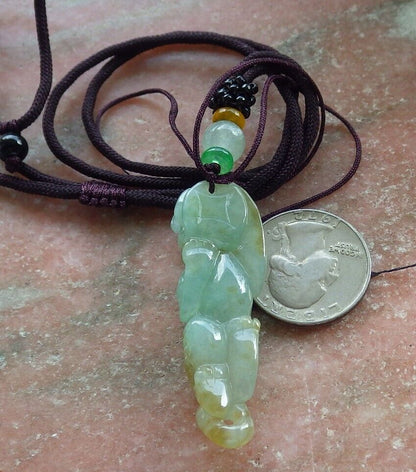 Certified Yellow Green Burma 100% Natural A Jade jadeite Pendant Tiger Money Coin Necklace 虎虎生威 573799 TN