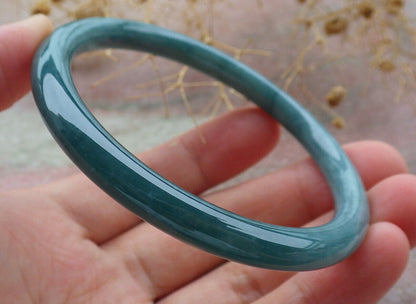 Certified Icy Green Burma 100% Natural A JADE Jadeite Circle Bangle Bracelet 57 mm 手镯 636628  TN