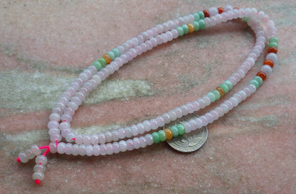 Certified Green Red Icy Pale Lavender Burma 100% Natural A JADE Jadeite Bead beads Necklace 24 inches 项链 495917  TN