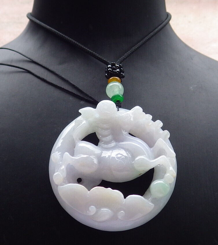 Atestita Verda Pala Lavenda Birmo 100% Natura A Jadejadeito Penda Ĉevalo-Monero Ruyi-Koliero 马到功成 632650 TN