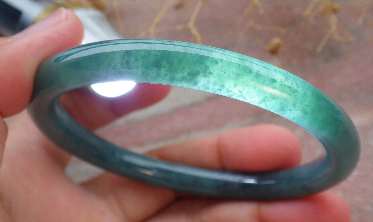 Certified Icy Green Burma 100% Natural A JADE Jadeite Circle Bangle Bracelet 57 mm 手镯 636665  TN