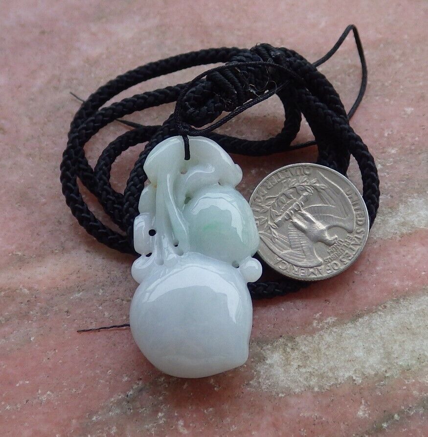 Certified Green 100% Natural A Jade jadeite Pendant Bat Peach Necklace 蝙蝠 528196  TN