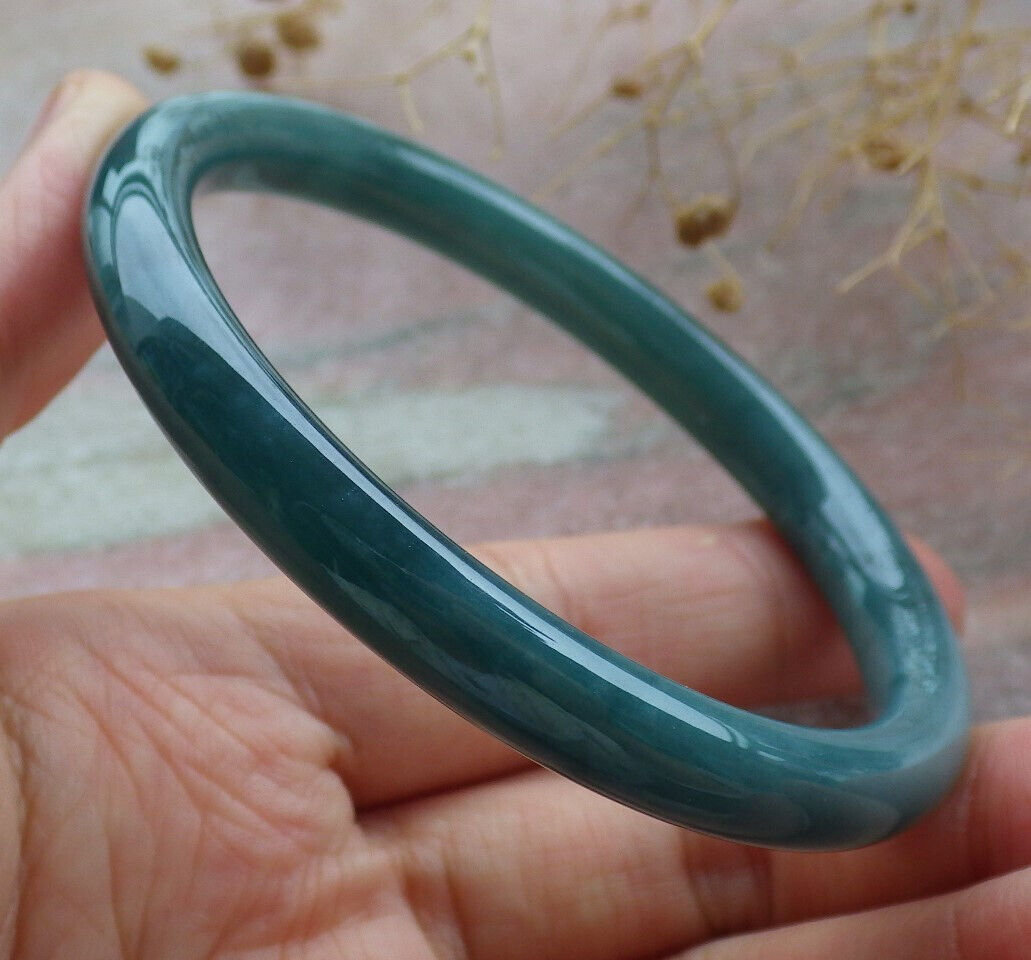 Certified Icy Green Burma 100% Natural A JADE Jadeite Circle Bangle Bracelet 59 mm 手镯 636446  TN