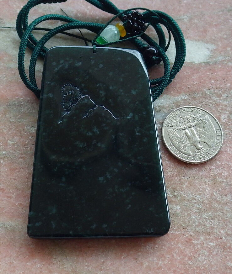 Atestita Glacia Blua Akvo Birmo 100% Natura A Jadejadeito Pendilo Pejzaĝa Pentrado Arba Koliero 山水画 634453 TN