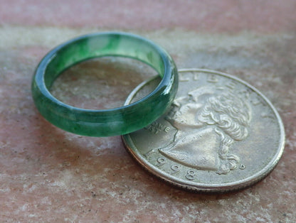 Certified Icy Green Burma 100% Natural A JADE Jadeite Circle RING USA. 7 戒指 635817  TN