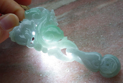 Certified Green Burma 100% Natural A Jade jadeite Pendant Deer Flower Peach Gourd Coin Necklace W Ring 梅花鹿 636653  TN
