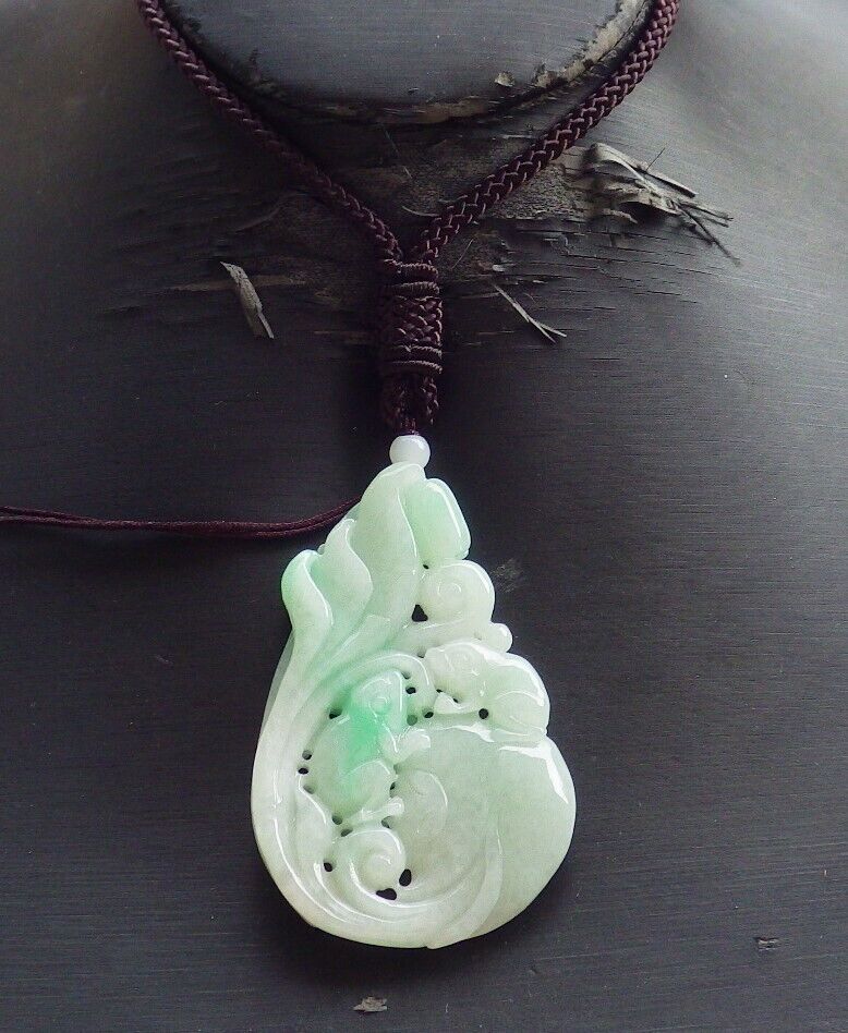 Certified Green Burma 100% Natural A Jade jadeite Pendant Frog Toad Lotus Flower Ruyi Coin 招财蟾 575079 TN