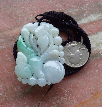 Certified Green 100% Natural A Jade jadeite Pendant Mandarin Duck Phoenix Lotus Flower Ruyi Necklace 鸳鸯 528863  TN