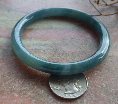 Certified Icy Green Burma 100% Natural A JADE Jadeite Circle Bangle Bracelet 58 mm 手镯 634341  TN