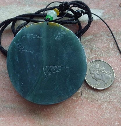 Atestita Glacia Verda Birmo 100% Natura A Jadejadeito pendanta Pejzaĝa pentraĵo Guanyin Kwan Yin Arba Koliero 山水画 634091 TN