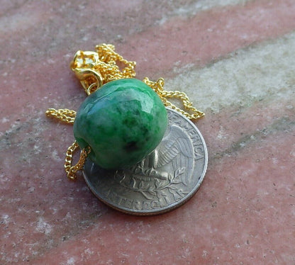 Certified Green 100% Natural A Jade Circle Bead Donut Necklace 路路通 529111  TN