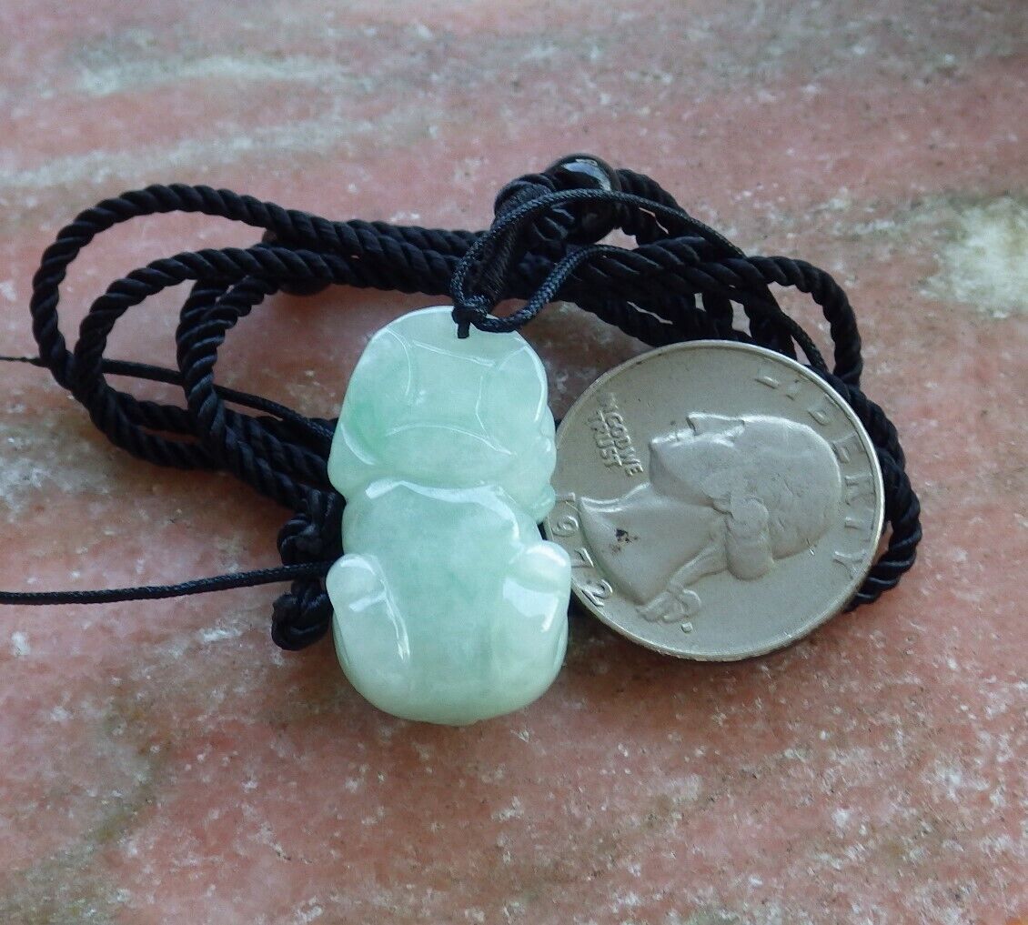 Certified Icy Green 100% Natural A Jade jadeite Pendant Zodiac Pig Boar Money Coin Necklace 发财猪 529296  TN