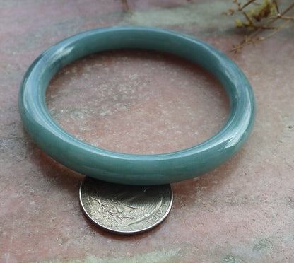 Atestita Verda Birmo 100% Natura A JADE Jadeita Ronda Brakringo 55,7 mm 手镯 632745 TN