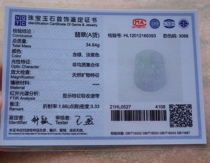 Certified Green Pale Lavender 100% Natural A Jade jadeite Pendant Guanyin Kwan Yin Phoenix Lotus Flower Necklace 观音 525022  TN