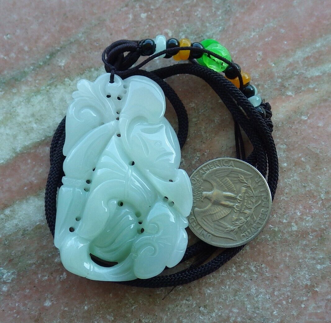 Certified Green 100% Natural A Jade jadeite Pendant Fish Lotus Flower Ruyi Coin Necklace 年年有余  529799   TN