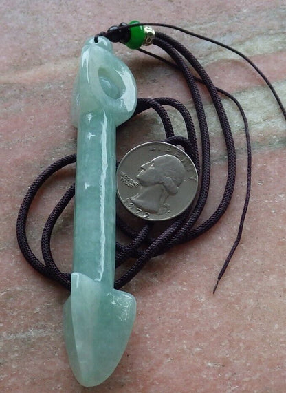 Certified Green 100% Natural A Jade jadeite Pendant Arrow Bead Necklace 箭 520075  TN