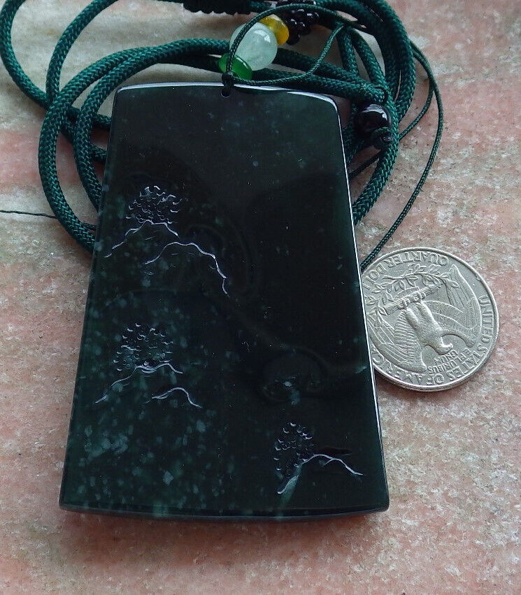 Atestita Glacia Blua Akvo Birmo 100% Natura A Jadejadeito Pendilo Pejzaĝa Pentrado Arba Koliero 山水画 634386 TN