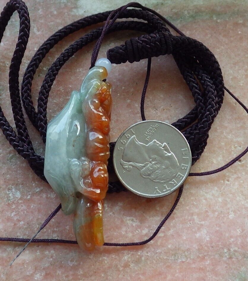Certified Red Green Burma 100% Natural A Jade jadeite Pendant Tiger Yuan Bao Necklace 虎虎生威 575613 TN