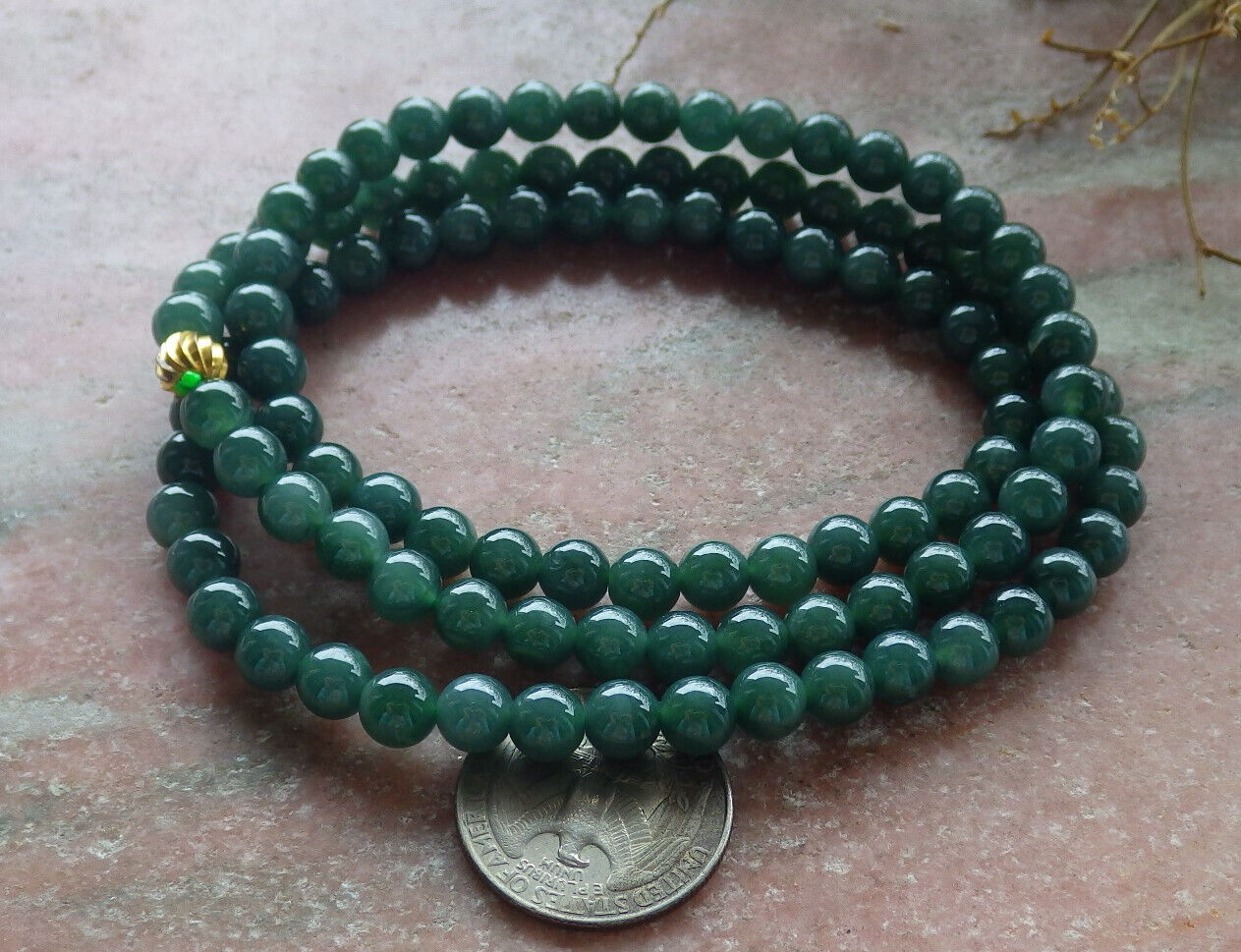 Certified Icy Green Burma 100% Natural A JADE Jadeite Bead Beads Necklace 27 inches 项链 617408  TN