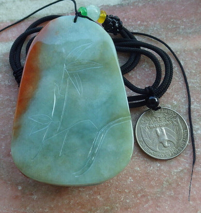 Certified Red Green Burma 100% Natural A Jade jadeite Pendant Phoenix Flower Necklace 凤凰 633050  TN