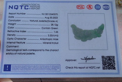 Certified Green Pale Lavender Burma 100% Natural A Jade jadeite Pendant Fish Lotus Necklace 年年有余 633059  TN