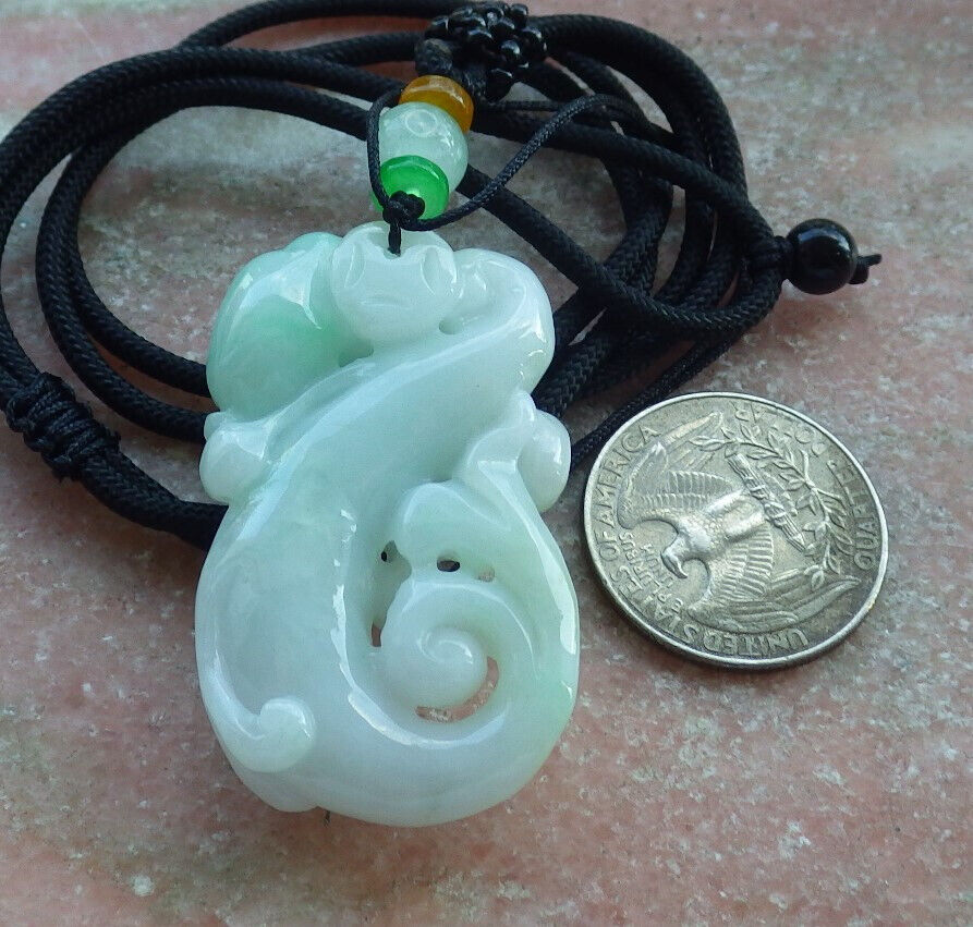 Certified Green Yellow Burma 100% Natural A Jade jadeite Pendant Frog Toad Ruyi Coin Necklace 招财蟾 633090  TN