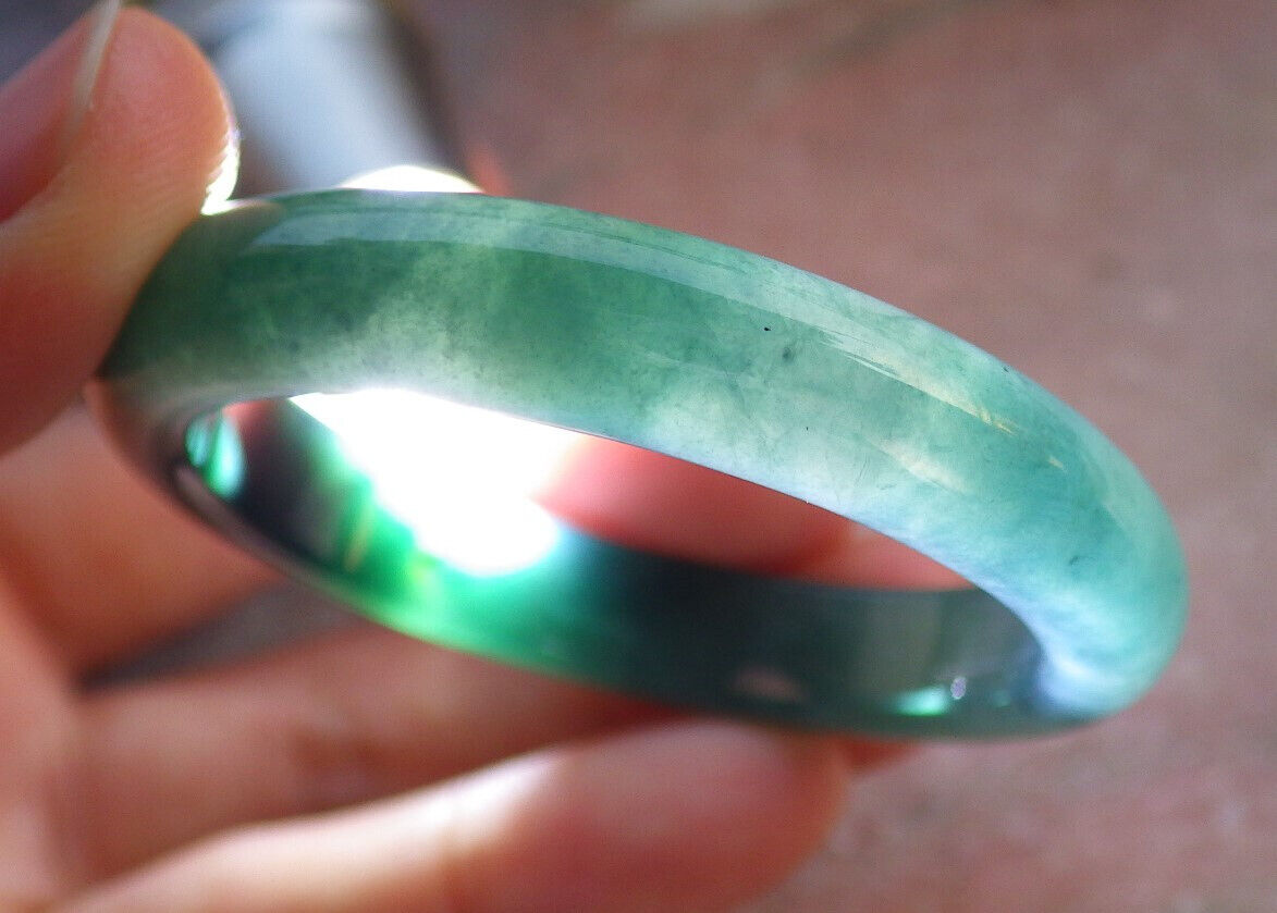 Certified Icy Blue Water Green Burma 100% Natural A JADE Jadeite Baby Bangle Bracelet 41 mm 646924 TN