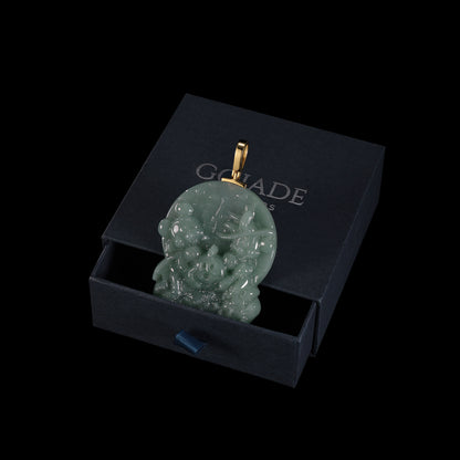 The Mickey Mouse Jadeite 100% Natural Burma Jade Jadeite With Certificated (S925 Silver Buckle)