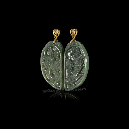 The Dragon & Phoenix Jadeite 100% Natural Burma Jade Jadeite With Certificated (S925 Silver Buckle)