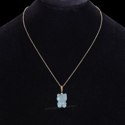 The Kitty Cat Jadeite 100% Natural Burma Jade Jadeite With Certificated (S925 Silver Buckle)