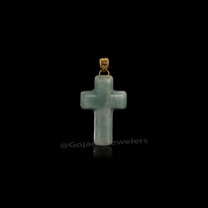 The Cross Jadeite 100% Natural Burma Jade Jadeite With Certificated (S925 Silver Buckle)