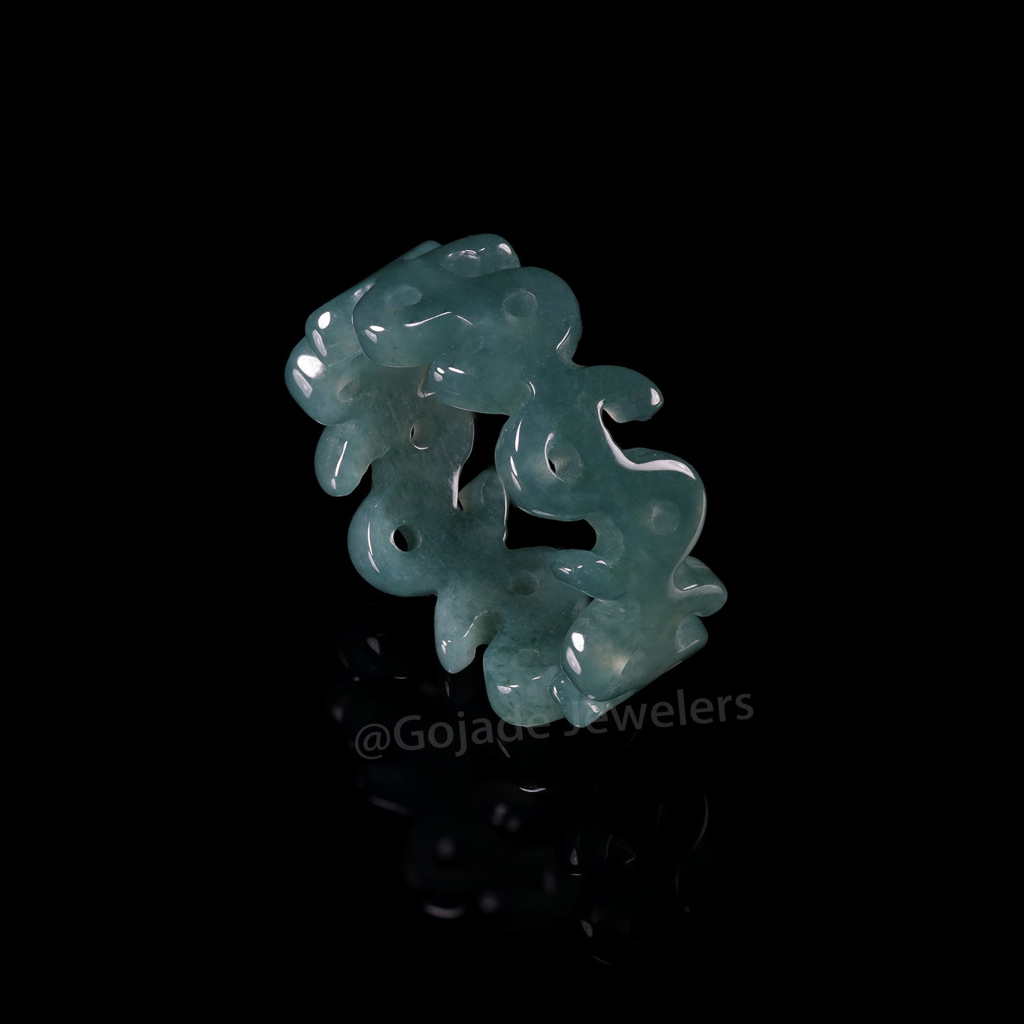 Certified Icy Blue Money Ring Burma 100% Natural A JADE Jadeite Circle RING 💲美金戒指 US