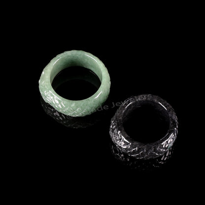 Certified Dragon Ring Burma 100% Natural A JADE Jadeite Circle RING 龙戒指 US