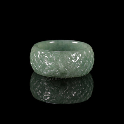 Certified Dragon Ring Burma 100% Natural A JADE Jadeite Circle RING 龙戒指 US