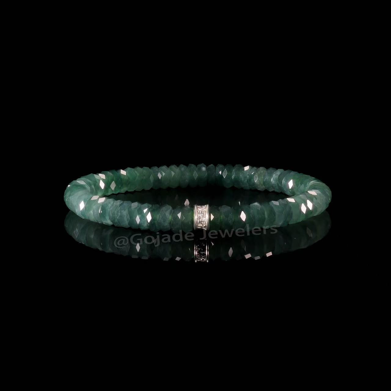 The Abacus Diamond Cutting Bead Bracelet 100% Natural Jade Jadeite With Certificated