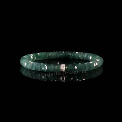 The Abacus Diamond Cutting Bead Bracelet 100% Natural Jade Jadeite With Certificated
