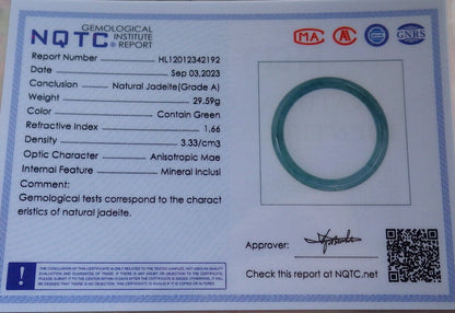 Certified Green Burma 100% Natural A JADE Jadeite Circle Bangle Bracelet 56 mm 手镯 633518  TN
