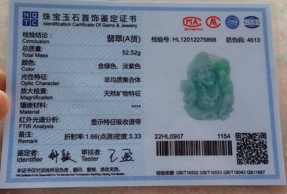 Certified Green Burma 100% Natural A Jade jadeite pendant Happy Ji Kung Buddha God Fan Gourd Necklace 济公 574070 TN