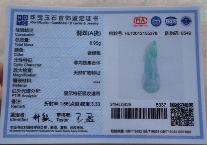 Certified Green 100% Natural A Jade jadeite pendant Flower Necklace 花开富贵 523529  TN