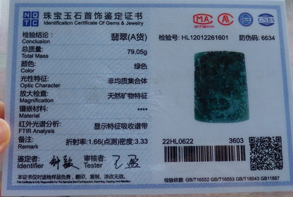 Certified Green Burma 100% Natural A Jade jadeite Pendant Dragon Bead Necklace 生意兴隆 574886 TN