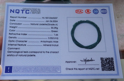 Certified Icy Green Burma 100% Natural A JADE Jadeite Flower Knotted Bangle Bracelet 64 mm 手镯 646718 TN