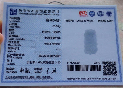 Certified Icy Pale Green 100% Natural A Jade jadeite Pendant Fox Lotus Flower Ruyi Coin Necklace 狐狸 528888  TN