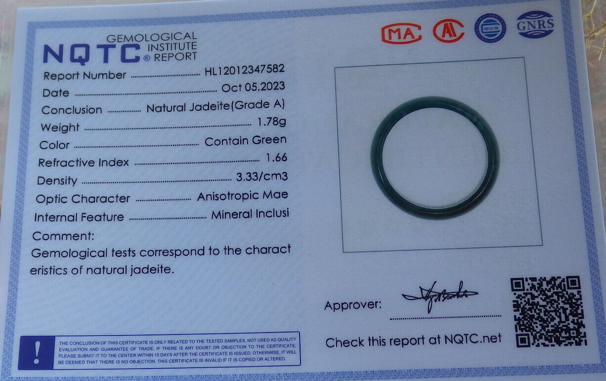 Certified Icy Green Burma 100% Natural A JADE Jadeite Circle RING USA. 6.25 戒指 635808  TN