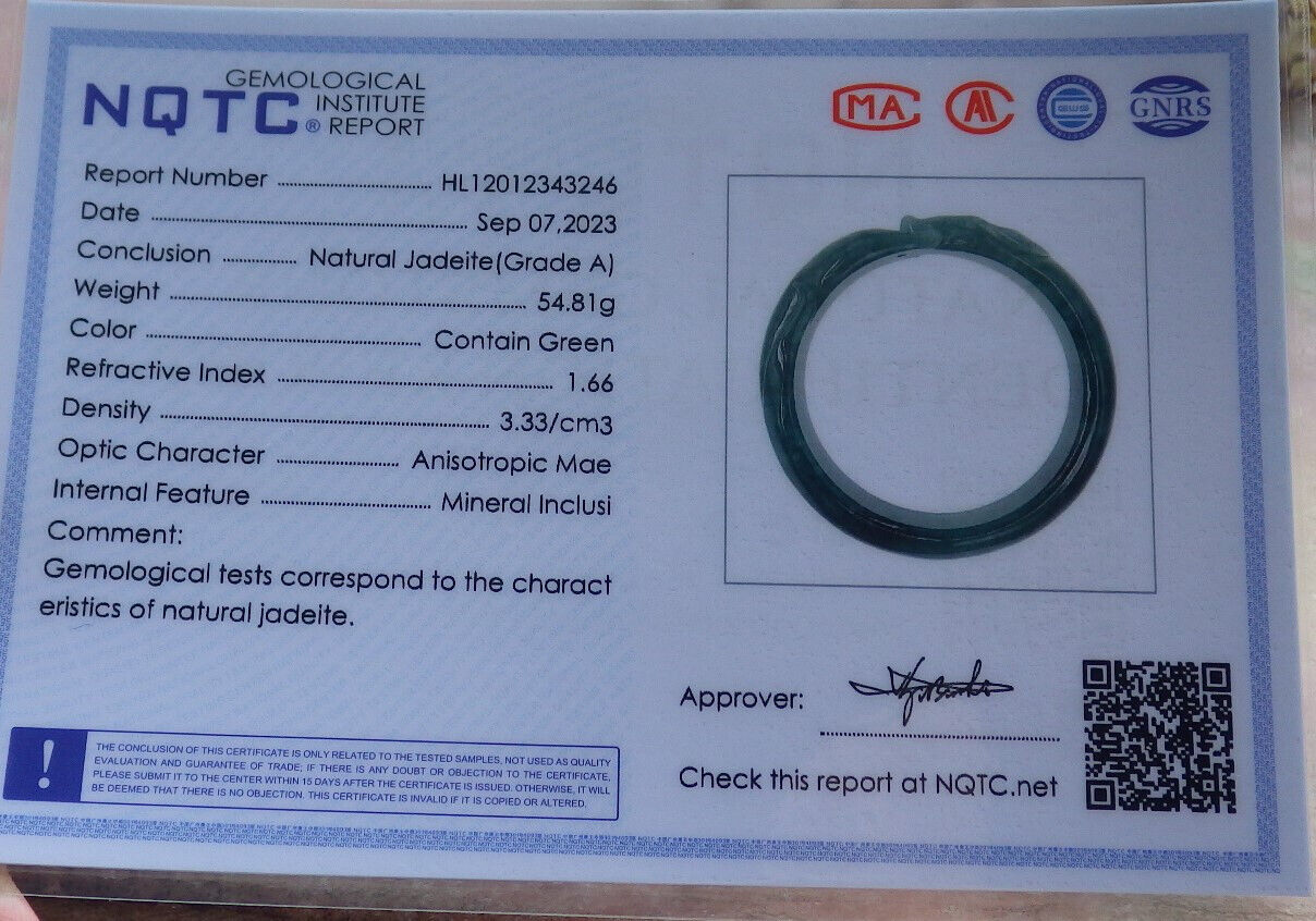 Certified Icy Green Burma 100% Natural A JADE Jadeite  Fox Bangle Bracelet 53 mm 手镯 632722  TN
